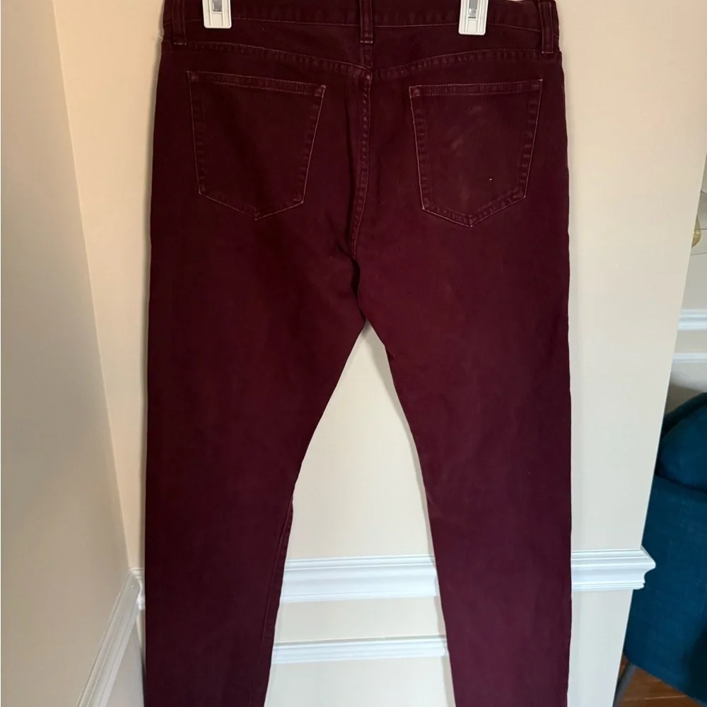 Men’s J. Crew burgundy The Driggs Corduroy Straight Leg Slim Fit Pants Sz 32x32